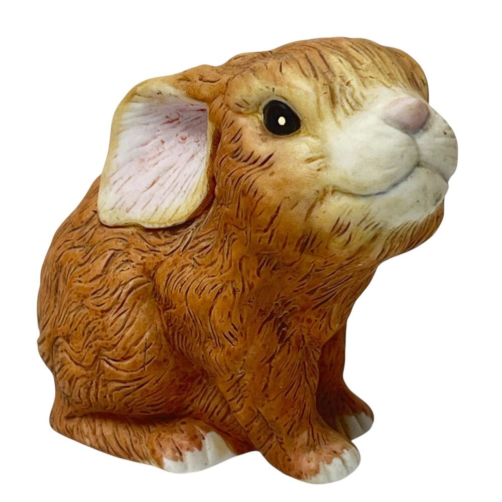 Vintage 1988 River Shore Snuggle Babies Brown Bunny Sculpture Ceramic Figurine